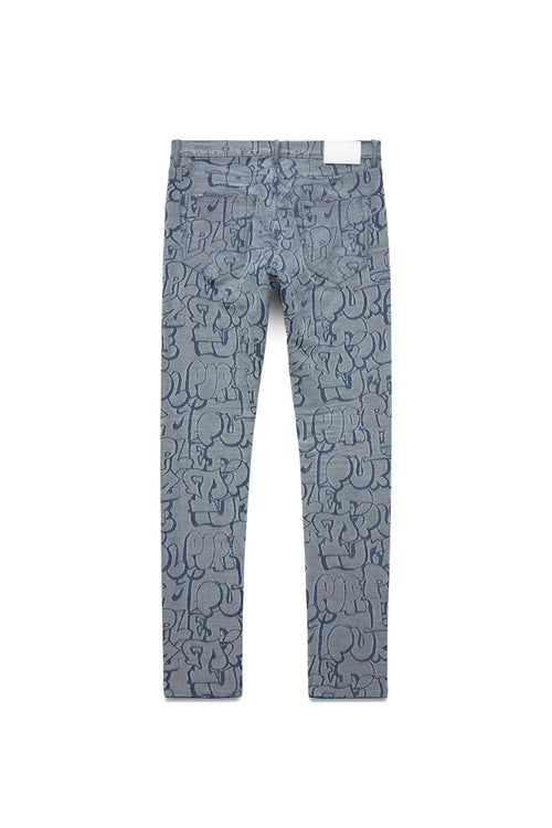 P001 LOW RISE SKINNY JEAN - White Terry Graffiti Tag Laser