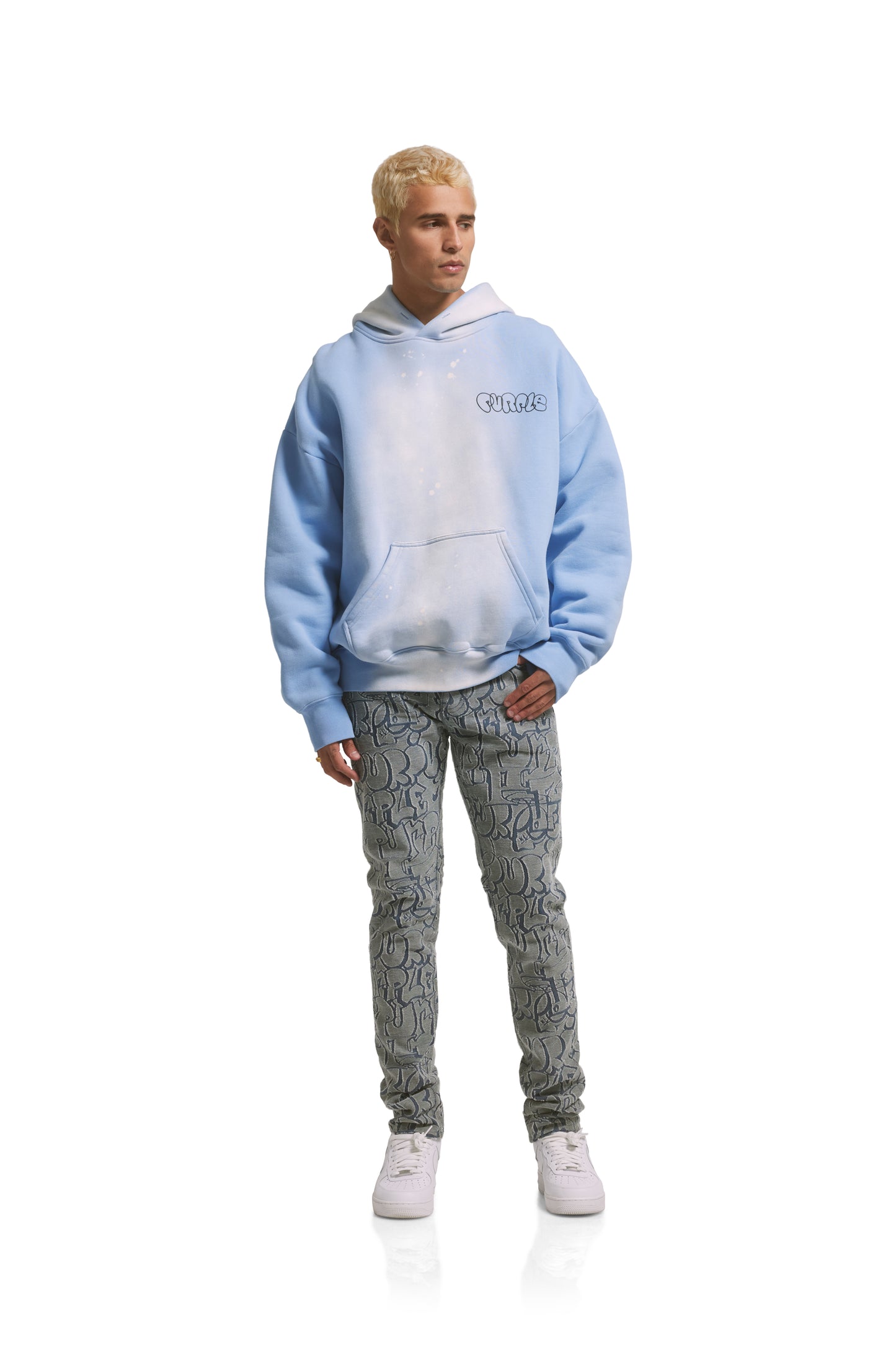 P001 LOW RISE SKINNY JEAN - White Terry Graffiti Tag Laser