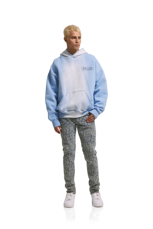 P001 LOW RISE SKINNY JEAN - White Terry Graffiti Tag Laser