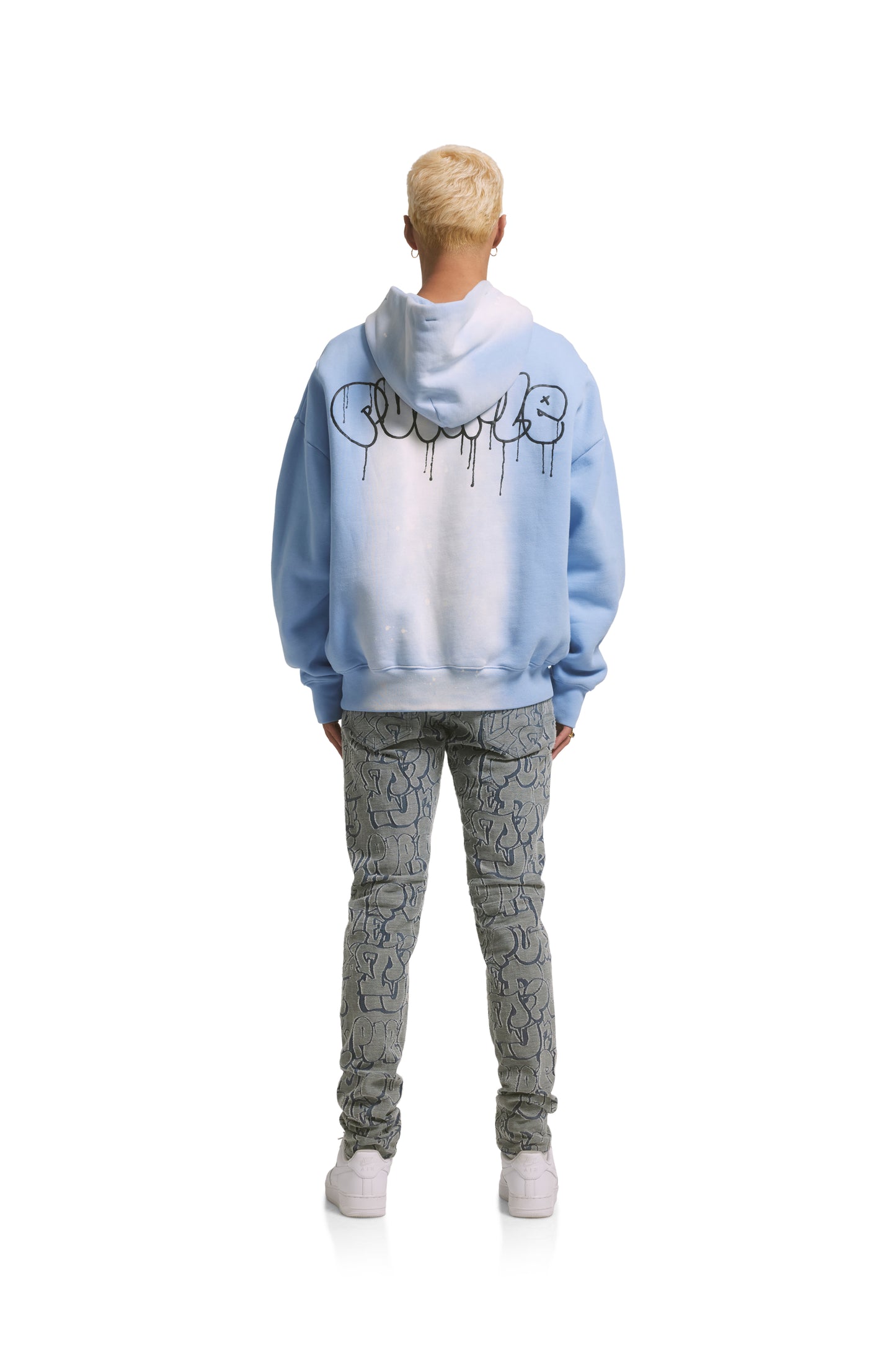 P001 LOW RISE SKINNY JEAN - White Terry Graffiti Tag Laser