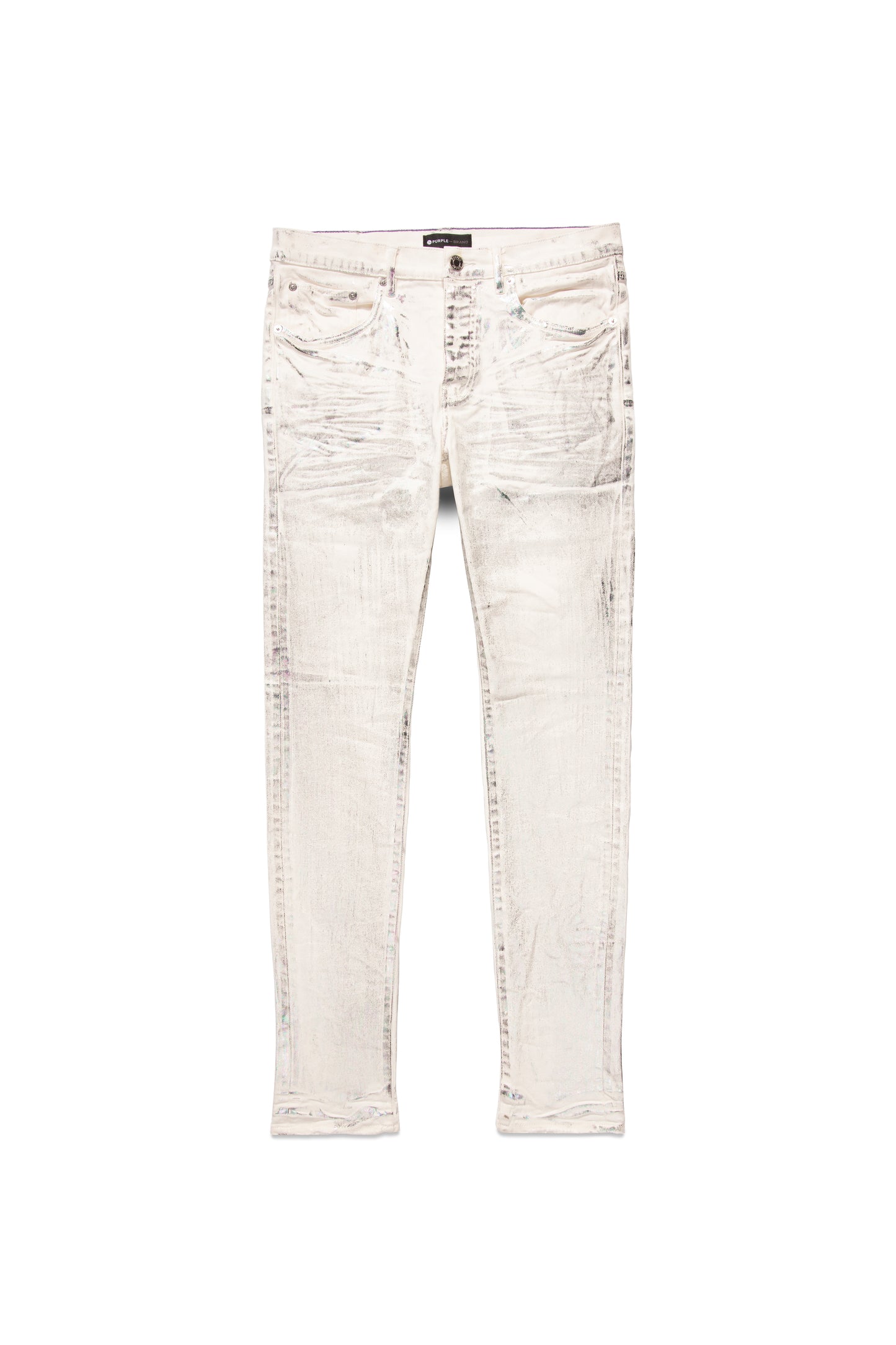 P001 LOW RISE SKINNY JEAN - White X Ray With Wave Foil