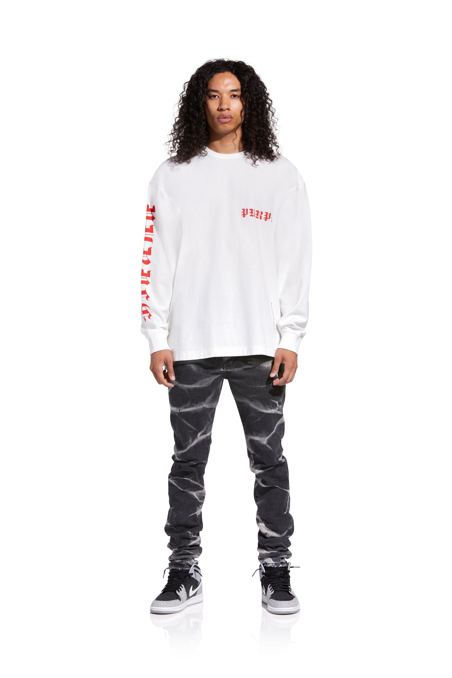 P204 REGULAR FIT LONG SLEEVE SHIRT - Gothic Wordmark Brilliant White