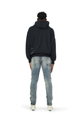 PURPLE BRAND - Men's Denim Jean - Mid Rise Slim - Style No. P002 - Bandana Patch Pocket Indigo - Model Back Pose