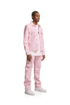 P028 LEATHER TRUCKER JACKET - Cherry Blossom
