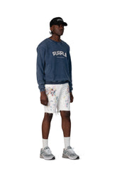 PURPLE BRAND - Men's Denim Jean Short - Mid Rise Short - Style No. P020 - Carpenter Shorts White - Model Side Pose
