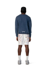 PURPLE BRAND - Men's Denim Jean Short - Mid Rise Short - Style No. P020 - Carpenter Shorts White - Model Back Pose