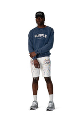 PURPLE BRAND - Men's Denim Jean Short - Mid Rise Short - Style No. P020 - Carpenter Shorts White - Model Styled Pose