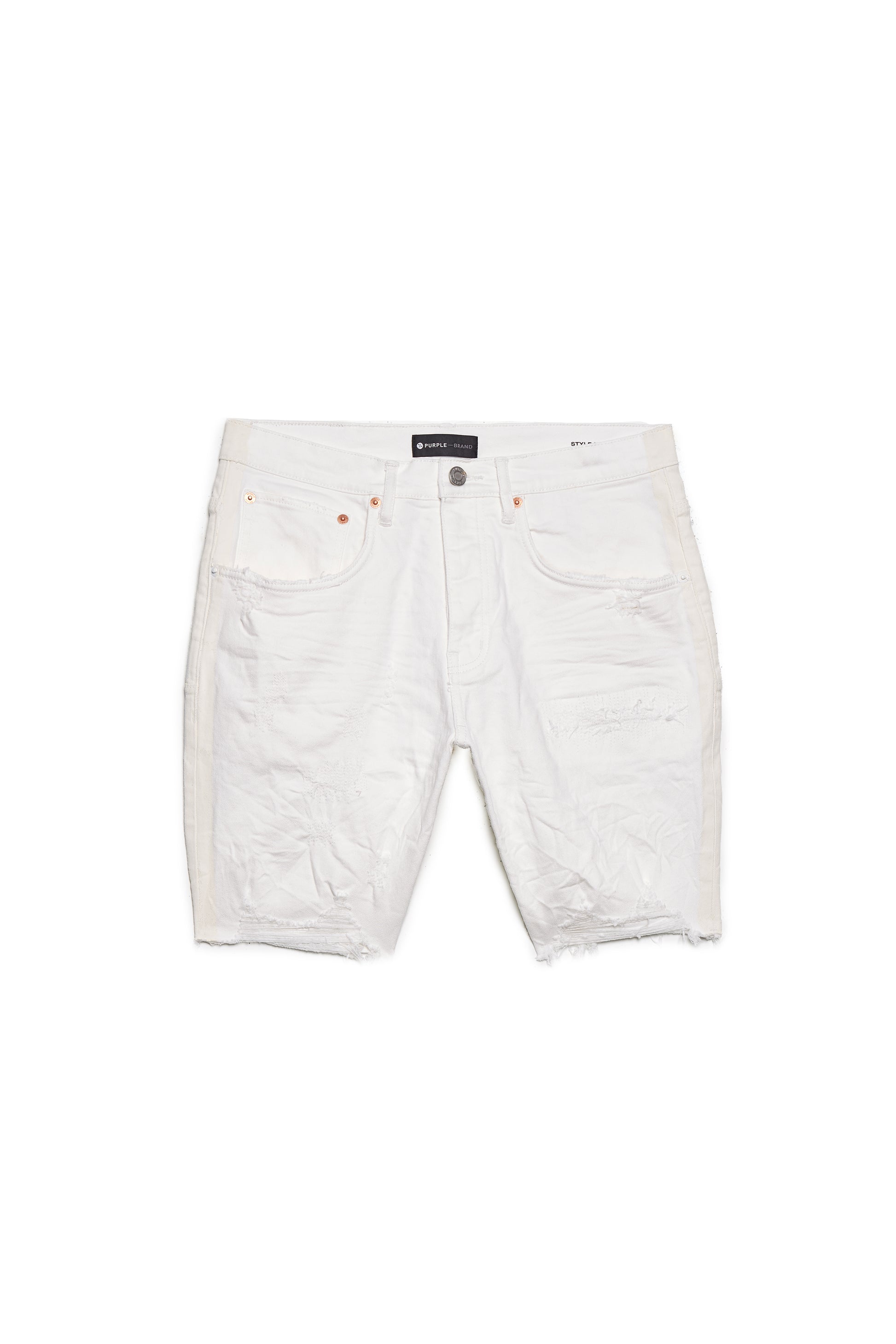 PURPLE BRAND - Men's Denim Jean Short - Mid Rise Short - Style No. P020 - White Stripe Paint - Front