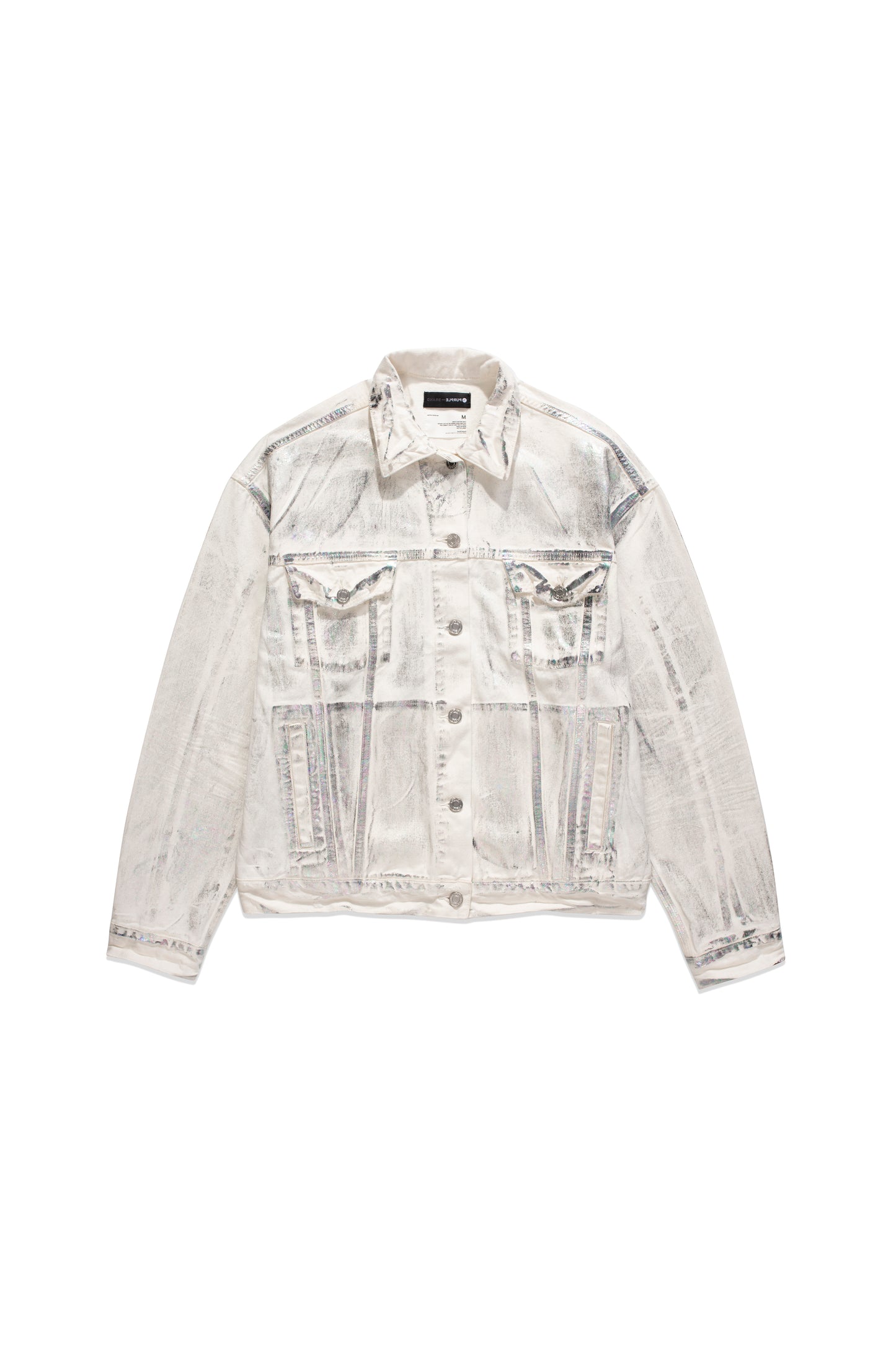 P027 OVERSIZED JACKET - White X Ray Iridescent Wave Foil