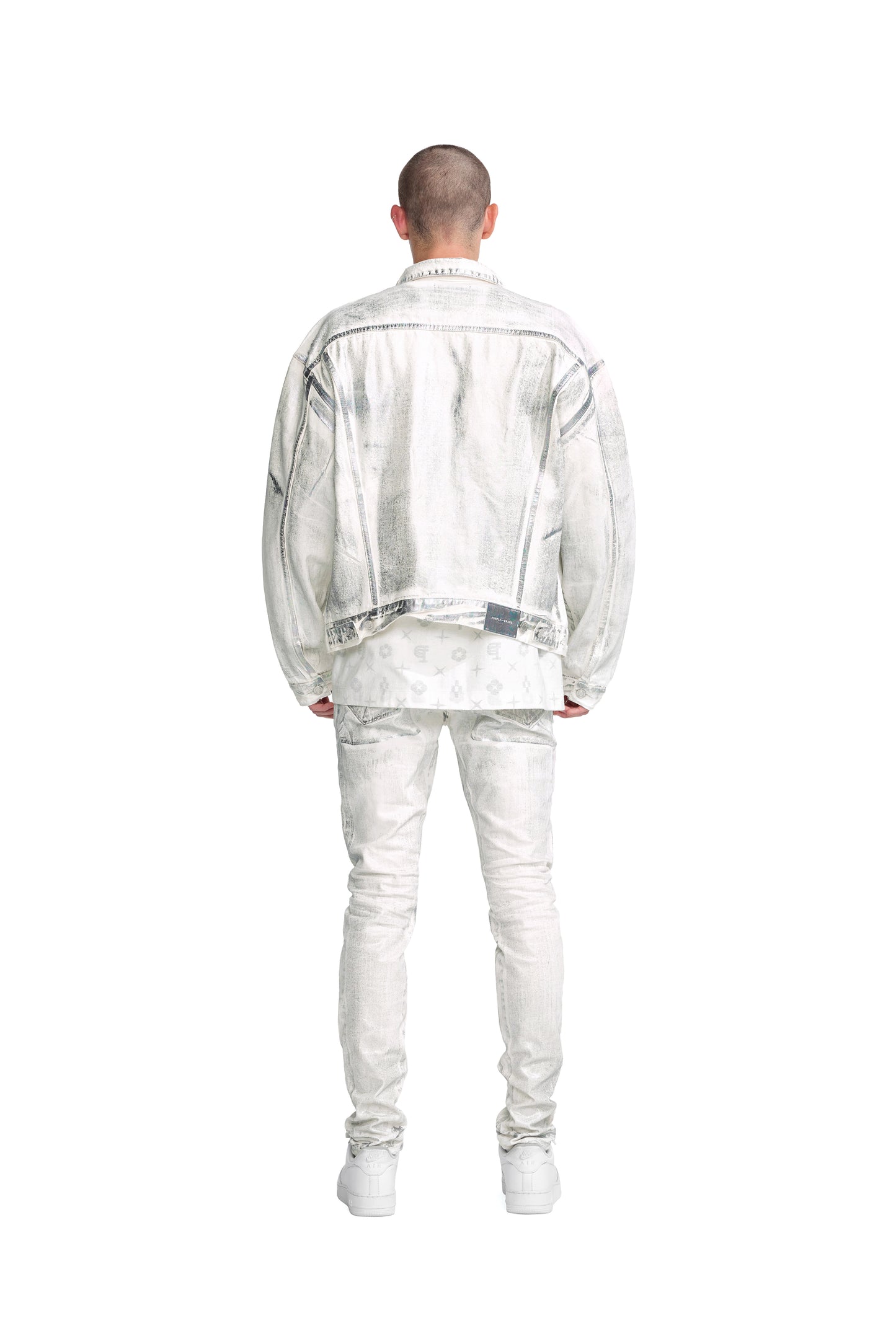 P027 OVERSIZED JACKET - White X Ray Iridescent Wave Foil