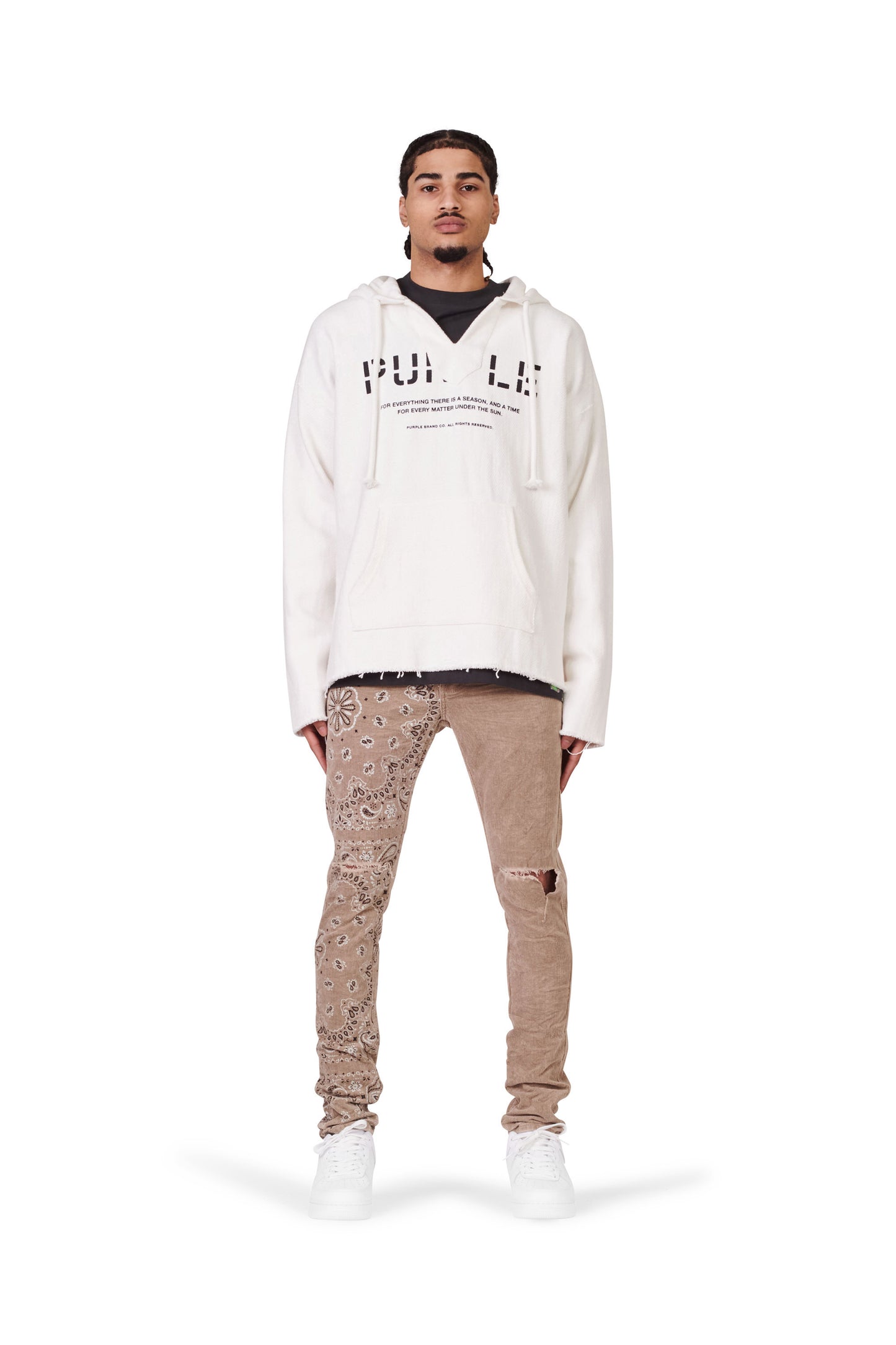 P324 RELAXED FIT BEACH HOODIE - Cotton Ecru Printed