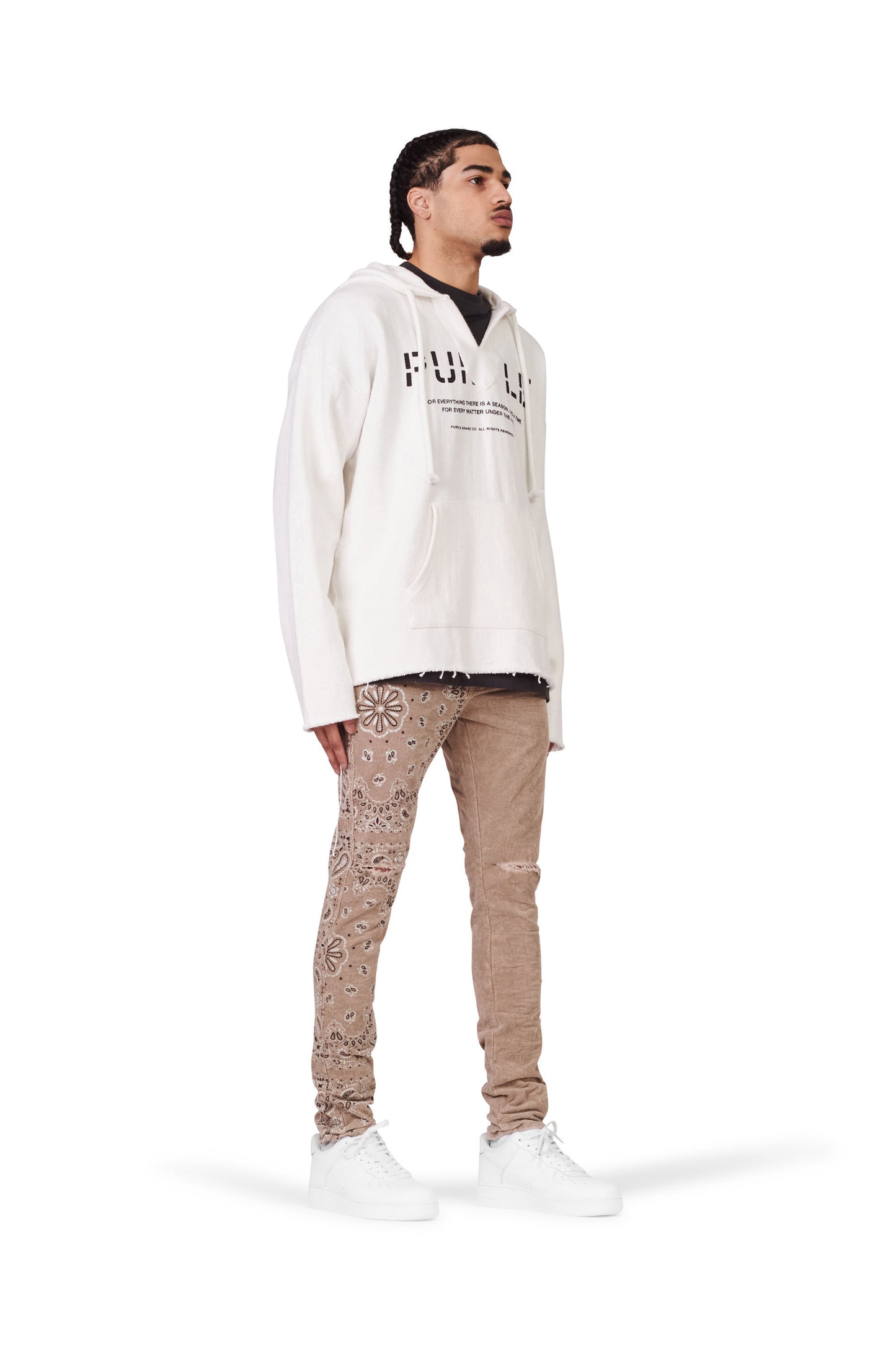 P324 RELAXED FIT BEACH HOODIE - Cotton Ecru Printed