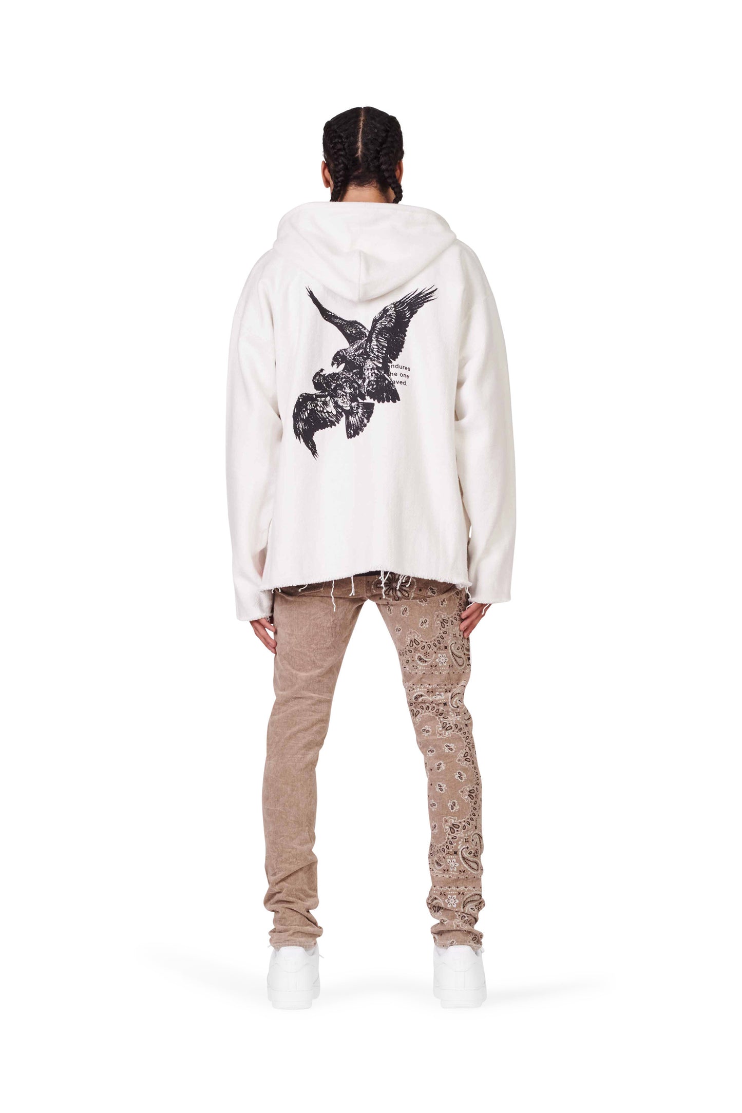 P324 RELAXED FIT BEACH HOODIE - Cotton Ecru Printed