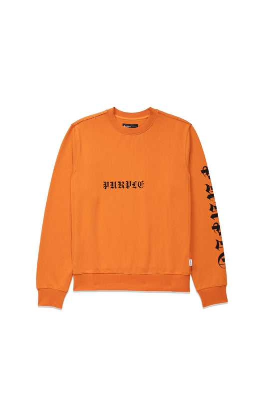 P409 RELAXED FIT CREWNECK - French Terry Gothic Wordmark Marmalade