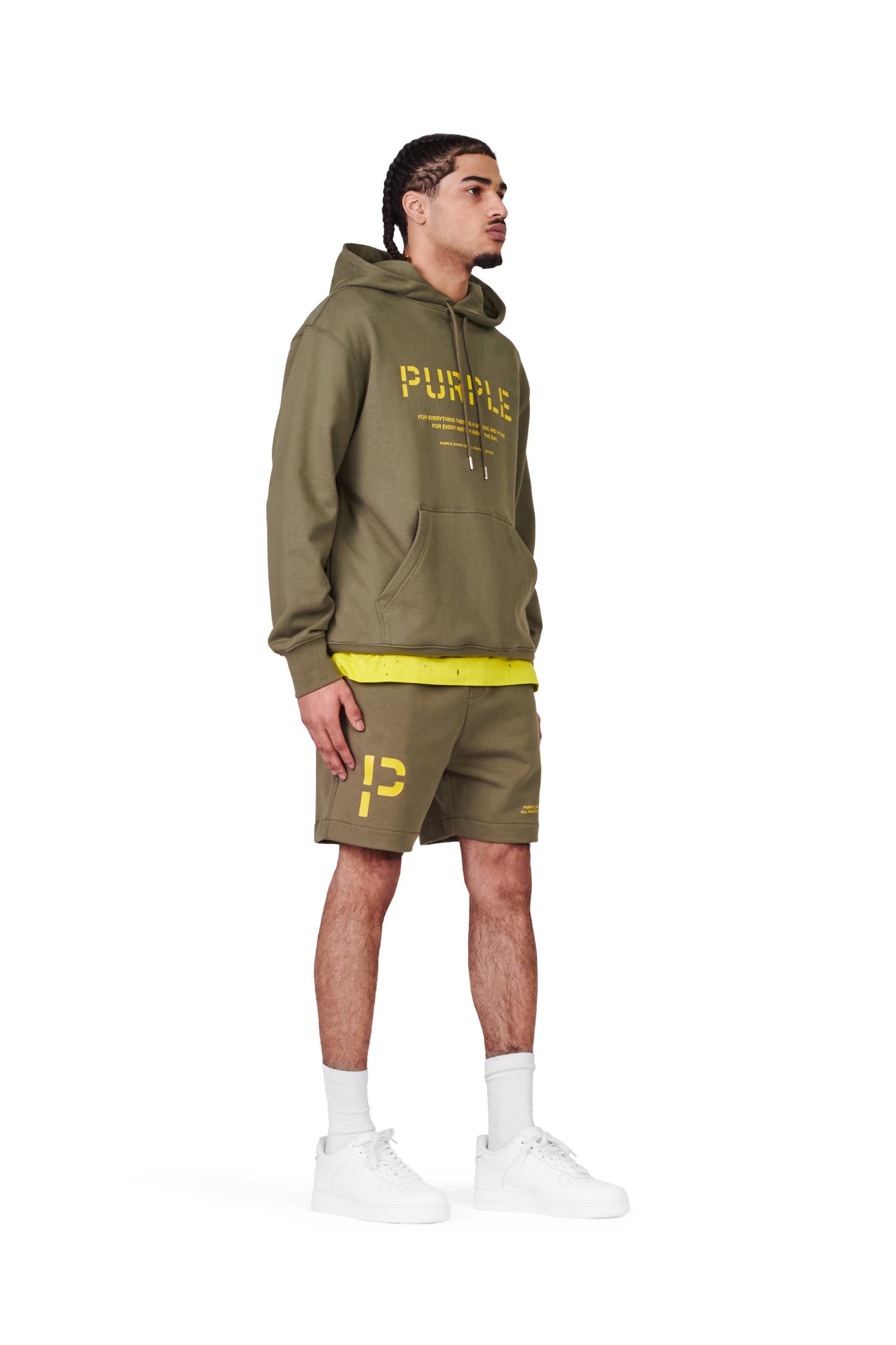 P413 RELAXED FIT SHORT - French Terry Military Monogram Logo
