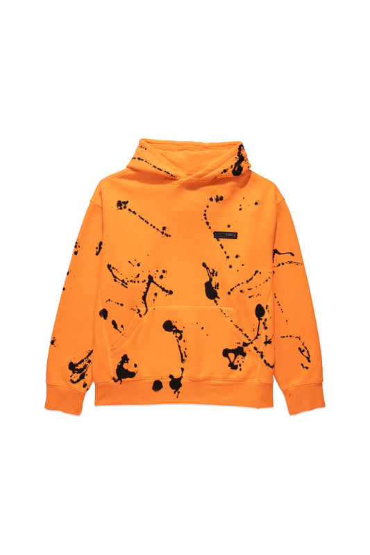 P420 OVERSIZED HOODIE - Black Paint on Neon Orange