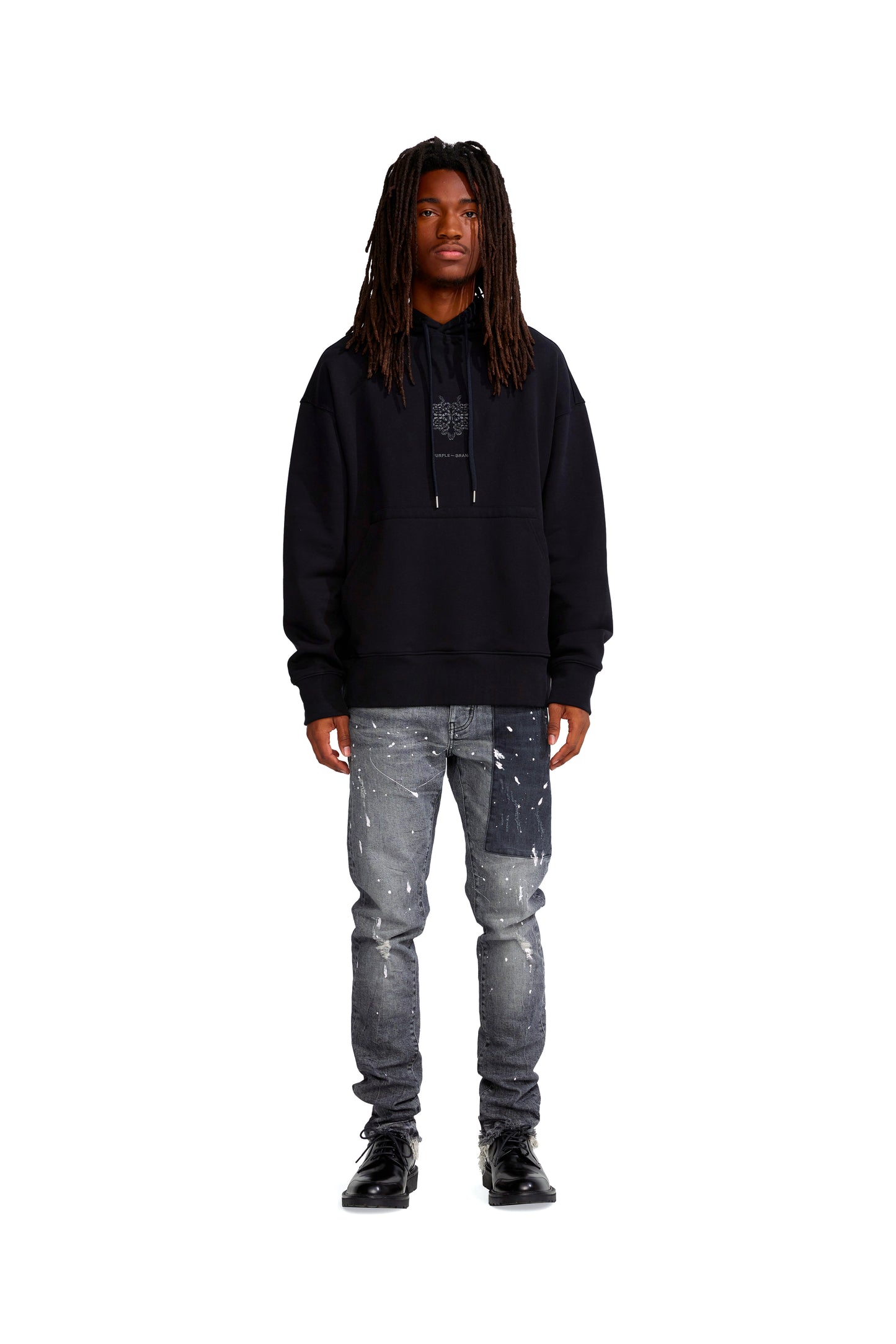 P436 OVERSIZED HOODIE - Purple Snake Black Beauty