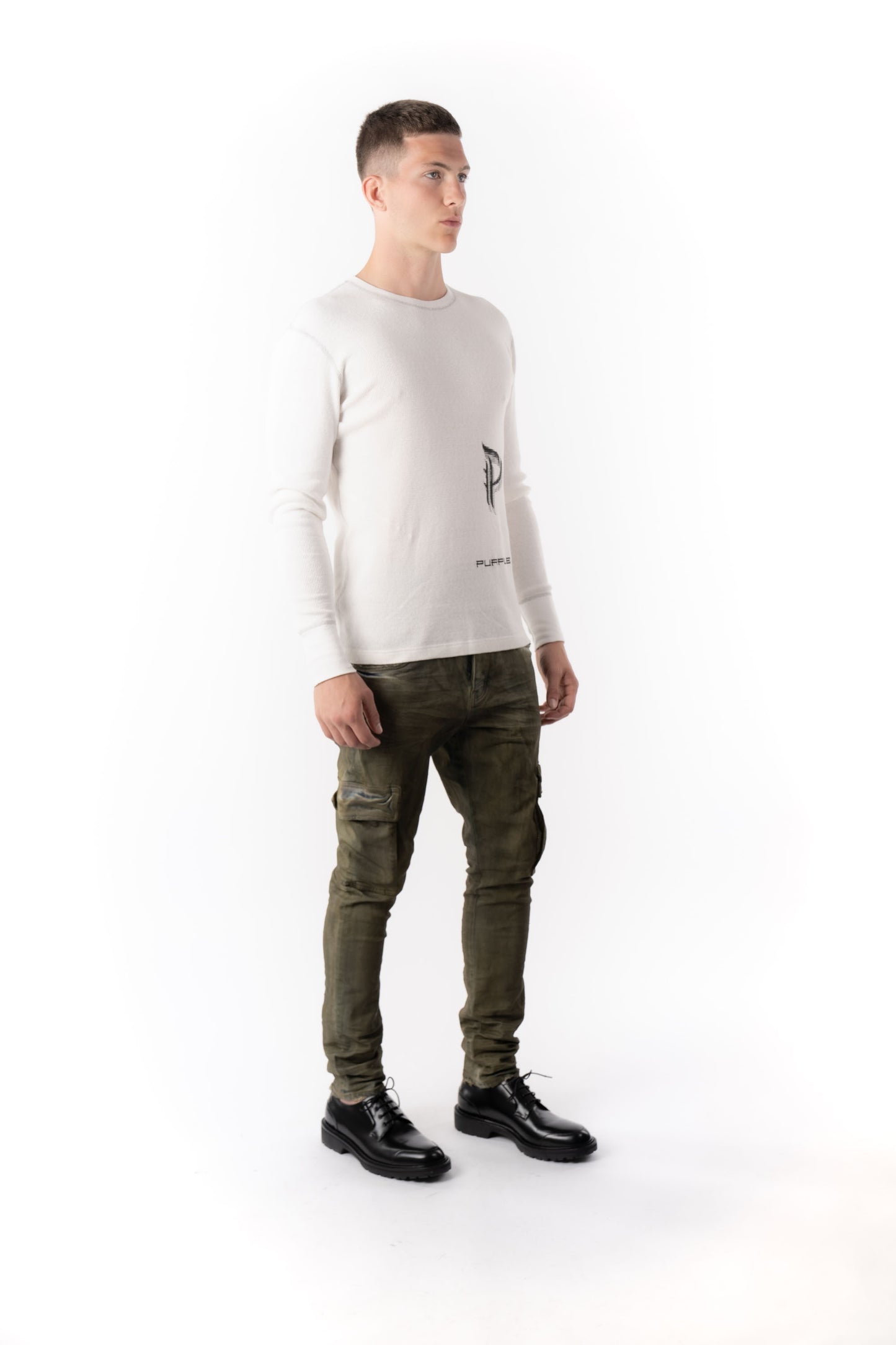 P002 MID RISE SLIM JEAN - INDIGO DIRTY RESIN CARGO