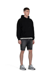 PURPLE BRAND - Men's Mid Rise Short - Style No. P020 - Black Vintage Patchwork - Model Side Pose