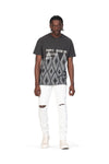 PURPLE BRAND - Men's Denim Jean - Low Rise Skinny - Style No. P001 - Optic White Knee Slit - Model Styled Pose