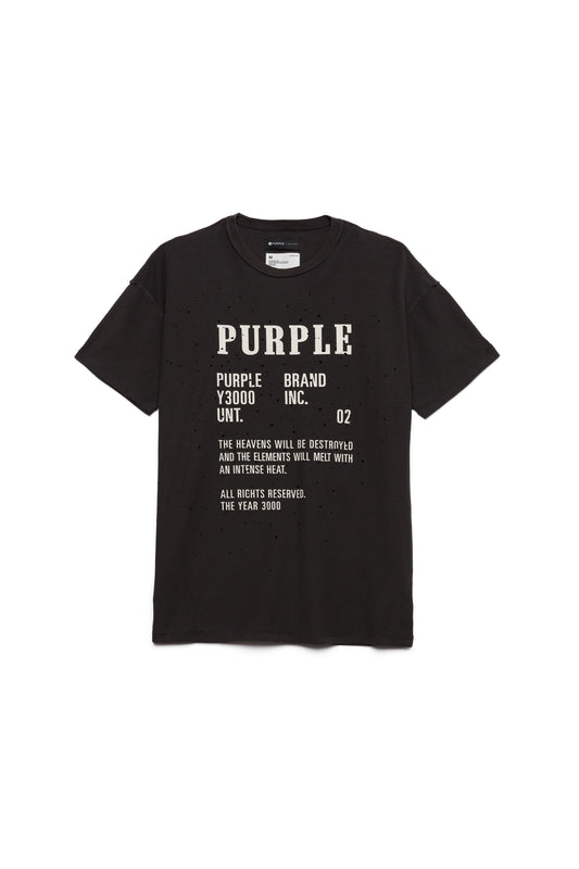 PURPLE BRAND - Men's Relaxed Fit T-Shirt - Style No. P101 - History Buckshot Wash Black - Front