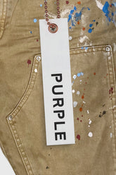 PURPLE BRAND - Men's Denim Jean Short - Mid Rise Short - Style No. P020 - Carpenter Shorts Tan - Hangtag