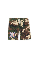 PURPLE BRAND - Men's Short - Style No. P025 - Exclusive Camo Short With Red Star Print - Front