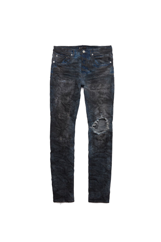 PURPLE BRAND - Men's Denim Jean - Low Rise Skinny - Style No. P001 - Waxed Mechanic Indigo Blowout - Front