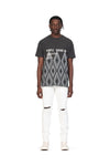 PURPLE BRAND - Men's Denim Jean - Low Rise Skinny - Style No. P001 - Optic White Knee Slit - Model Front Pose