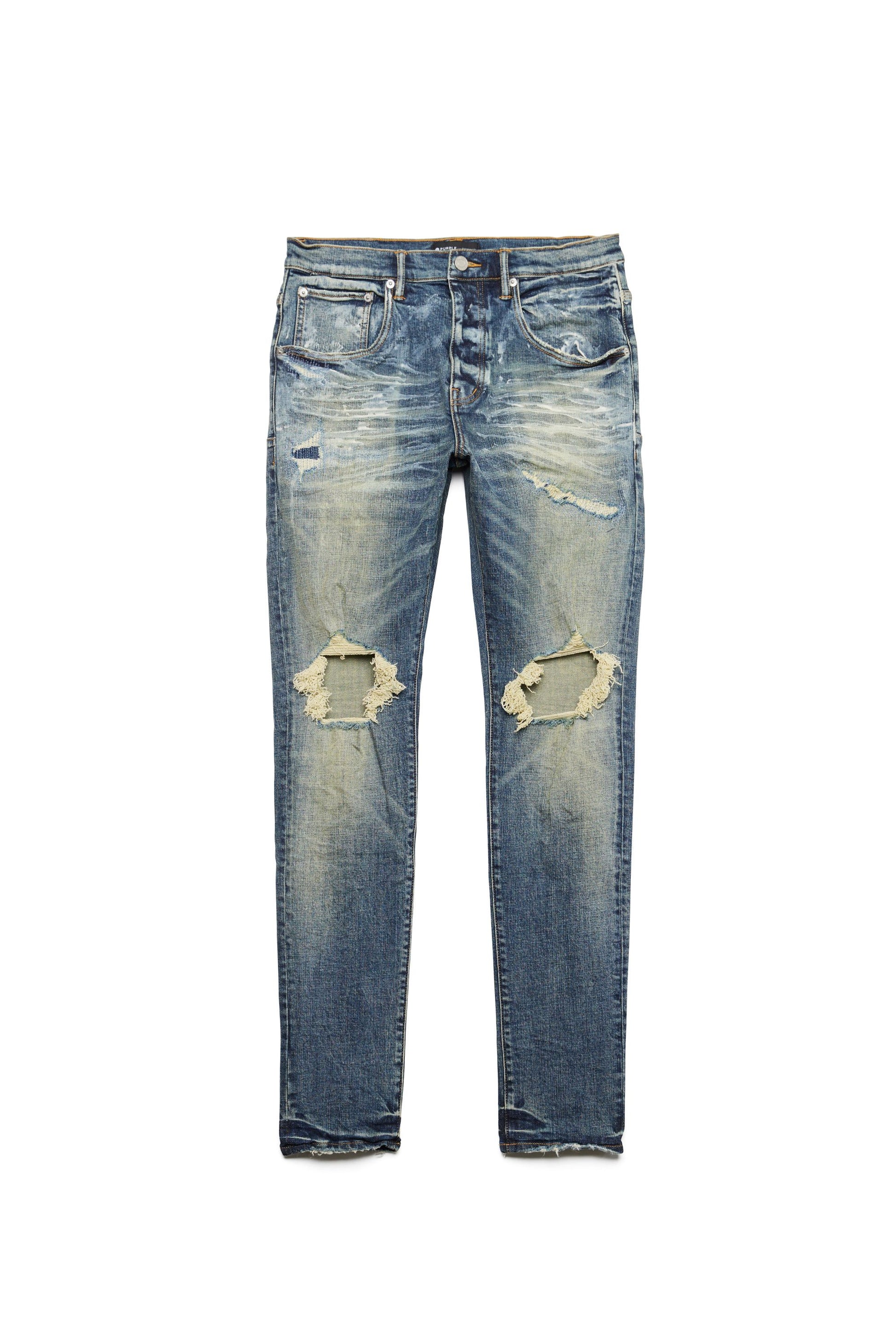 PURPLE BRAND - Men's Denim Jean - Mid Rise Slim - Style No. P002 - Indigo Hard Wax Blowout - Front