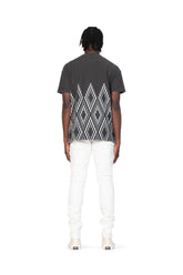 PURPLE BRAND - Men's Denim Jean - Low Rise Skinny - Style No. P001 - Optic White Knee Slit - Model Back Pose