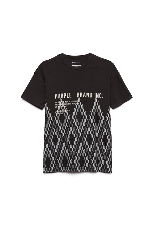 PURPLE BRAND - Men's Relaxed Fit T-Shirt - Style No. P101 - Patterns Wash Black - Front