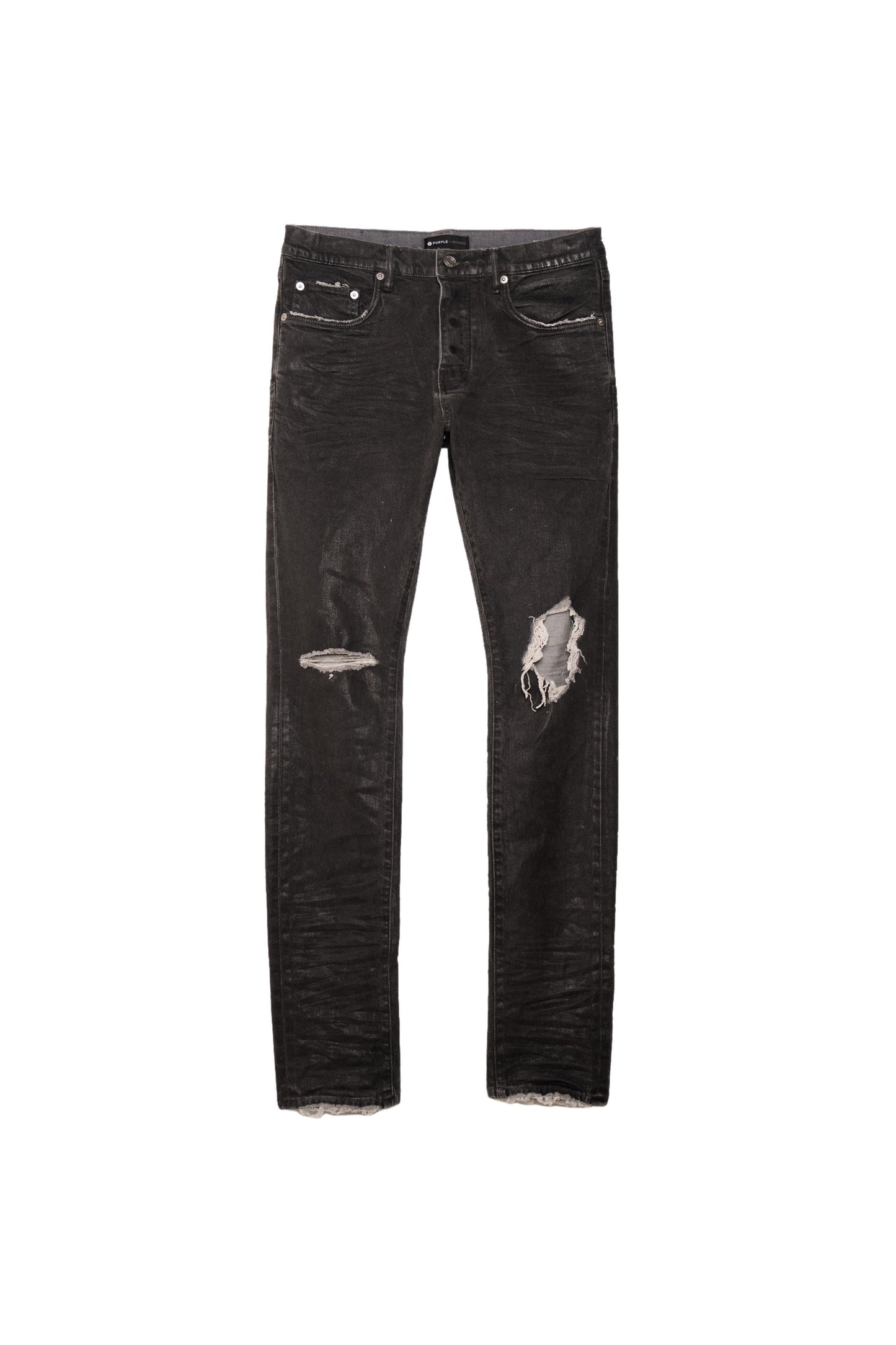 PURPLE BRAND - Men's Denim Jean - Low Rise Skinny - Style No. P001 - Grey Wax Coated - Front