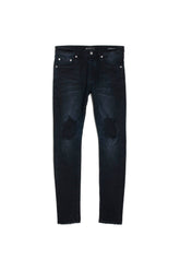 mens purple brand denim jean mid rise slim style no. p002 black wash blowout front