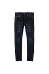 mens purple brand denim jean mid rise slim style no. p002 black wash blowout front
