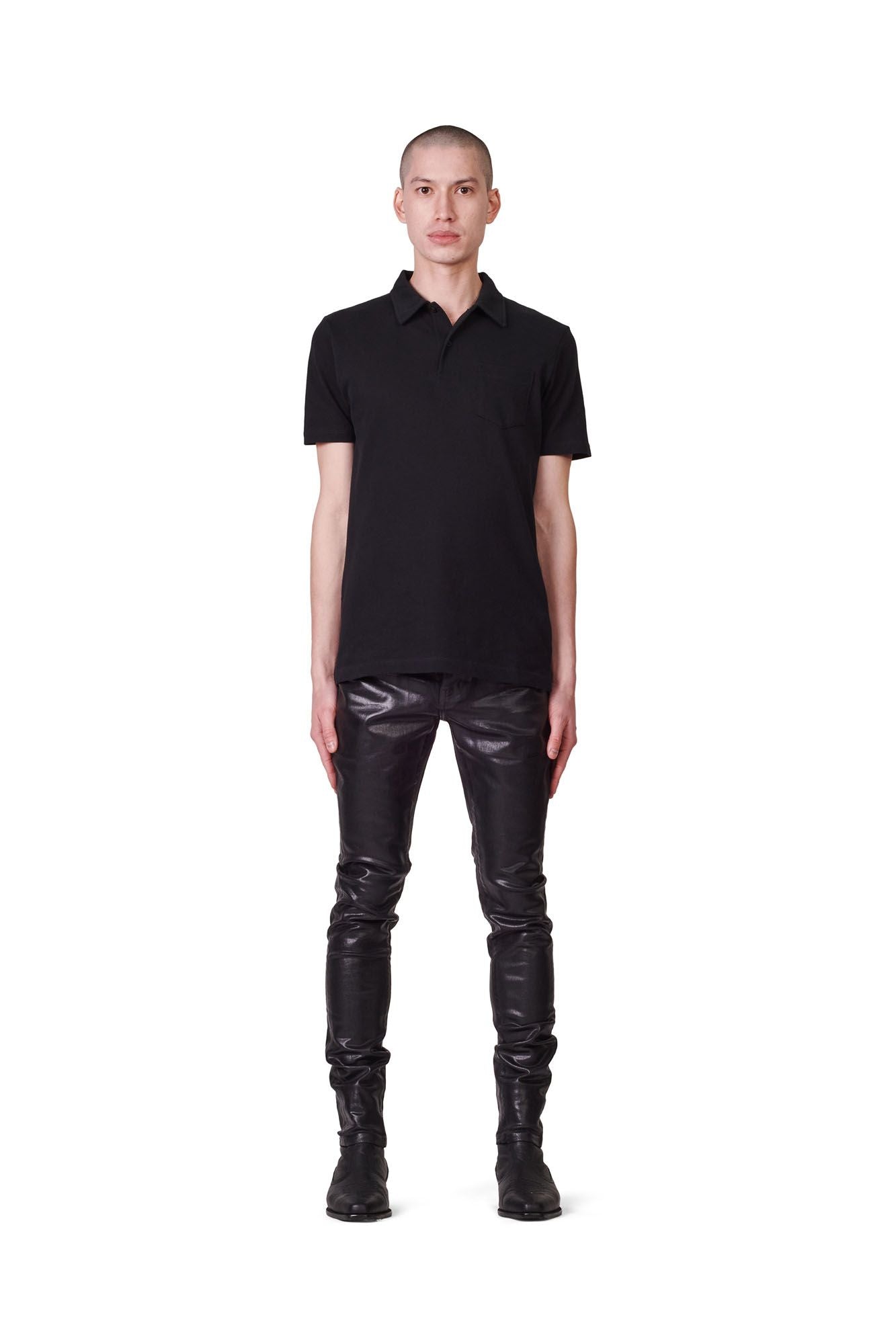 P001 LOW RISE SKINNY JEAN - Leathered Black – PURPLE BRAND P001 LOW RISE SKINNY JEAN - Leathered Black – PURPLE BRAND