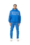 PURPLE BRAND - Men's Hoodie Sweatshirt - Style No. P404 - French Terry Blue - Model Front Pose