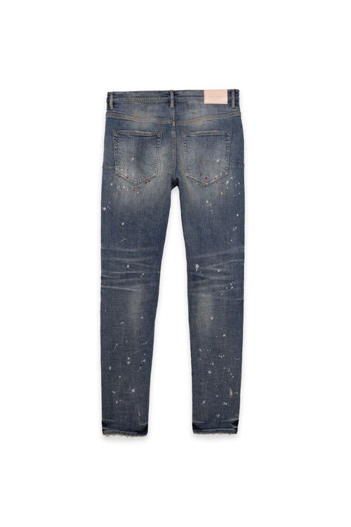 mens purple brand denim jean mid rise slim style no. p002 vintage spotted indigo back