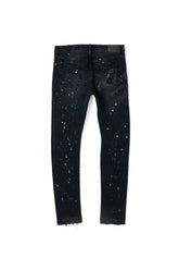 P001 LOW RISE SKINNY JEAN - Black Reflective Repair with Paint