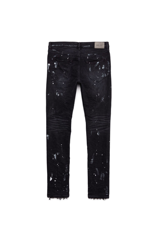 mens purple brand denim jean low rise skinny style no. p001 black resin knee slit back