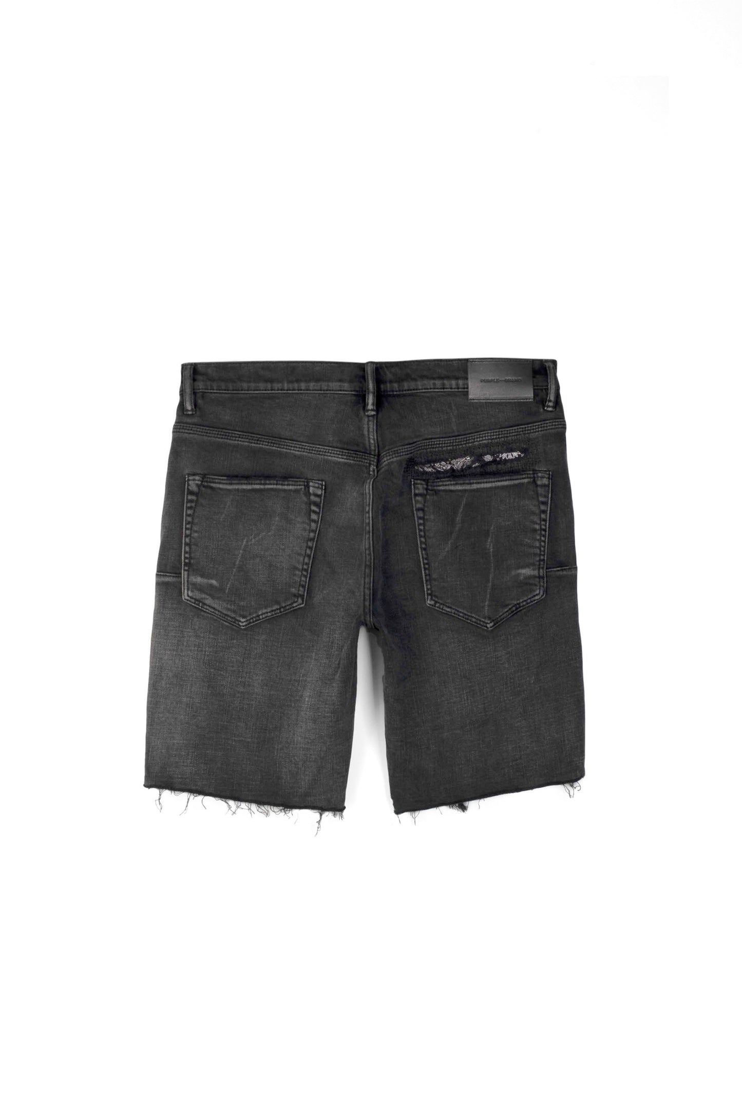 PURPLE BRAND - Men's Denim Jean Short - Mid Rise Short - Style No. P020 - Bandana Patch Work Black - Back