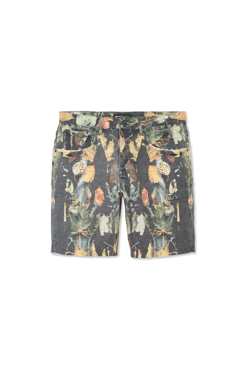 PURPLE BRAND - Men's Denim Jean Short - Mid Rise Short - Style No. P020 - Exclusive Washed Camo Black Drip - Front