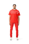 PURPLE BRAND - Men's Relaxed Fit T-Shirt - Style No. P101 - Inside Out Red - Model Front Pose