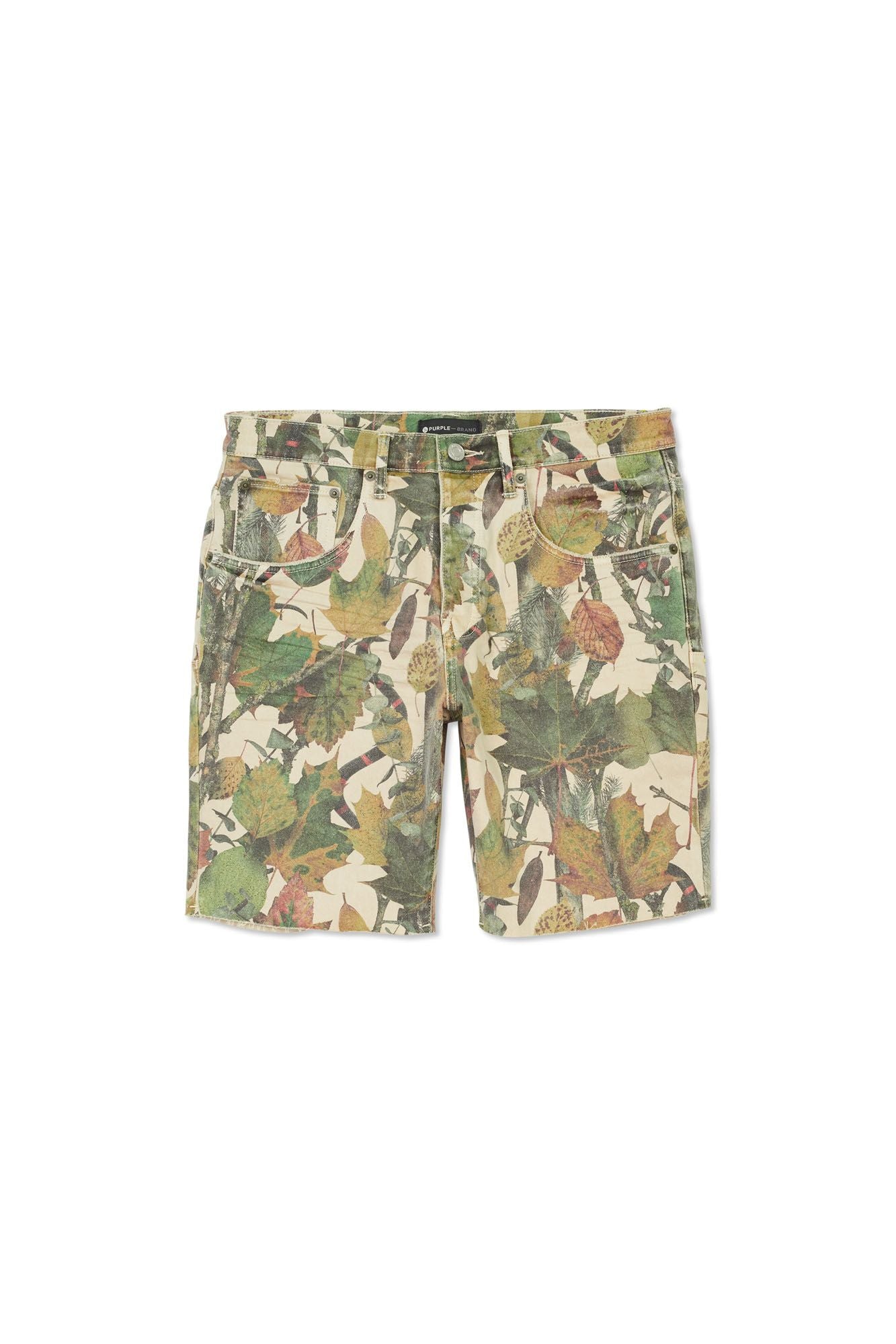 PURPLE BRAND - Men's Denim Jean Short - Mid Rise Short - Style No. P020 - Exclusive Washed Camo Tan Snake - Front