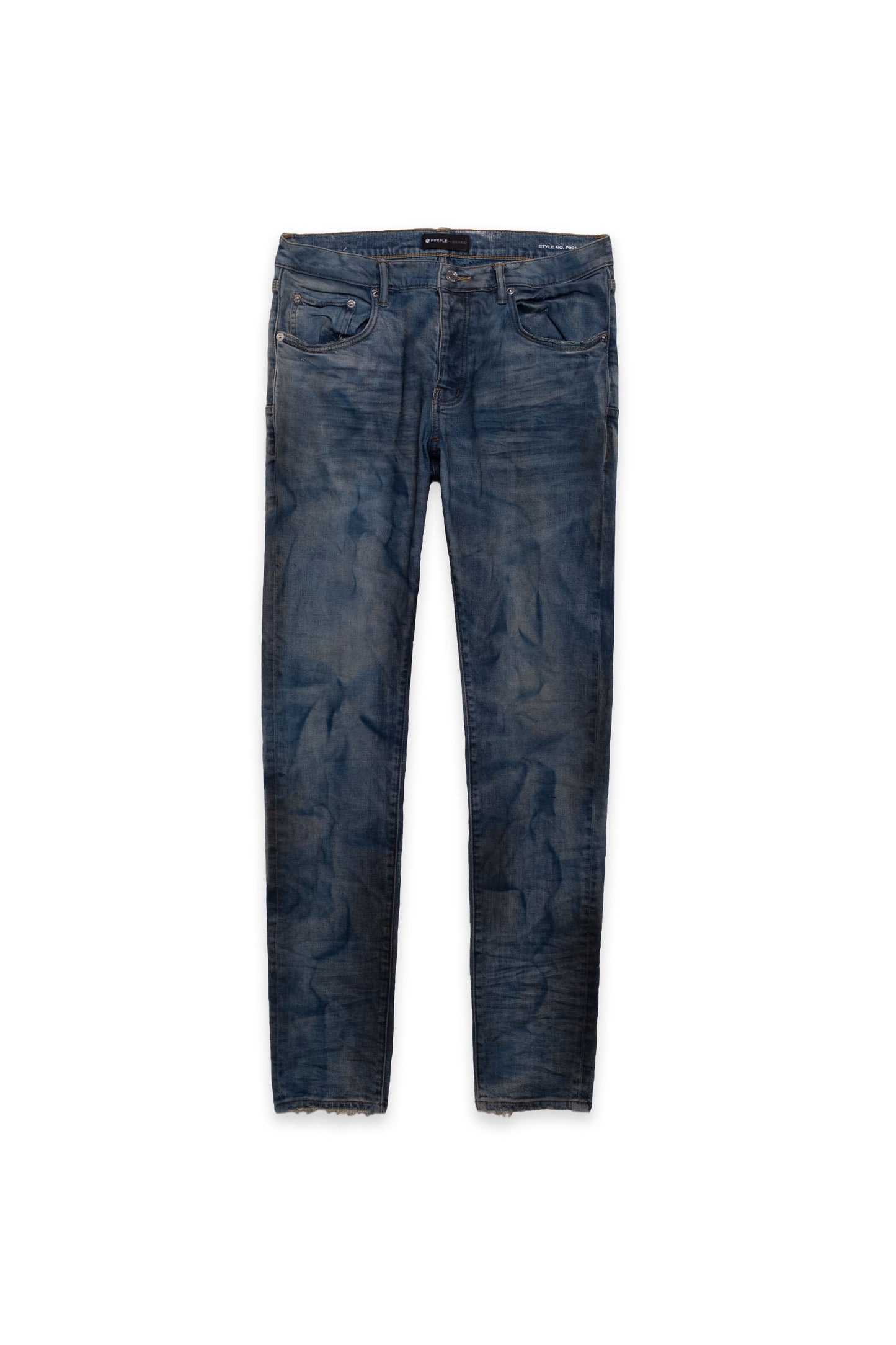 PURPLE BRAND - Men's Denim Jean - Low Rise Skinny - Style No. P001 - French Blue Indigo Dirty Resin - Front