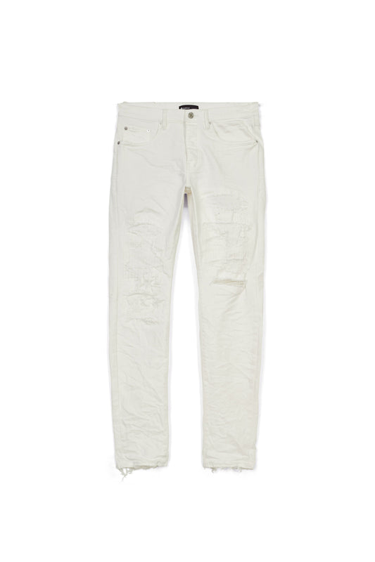 P001 LOW RISE SKINNY JEAN - White Four Pocket Destroy With Silicone Outline
