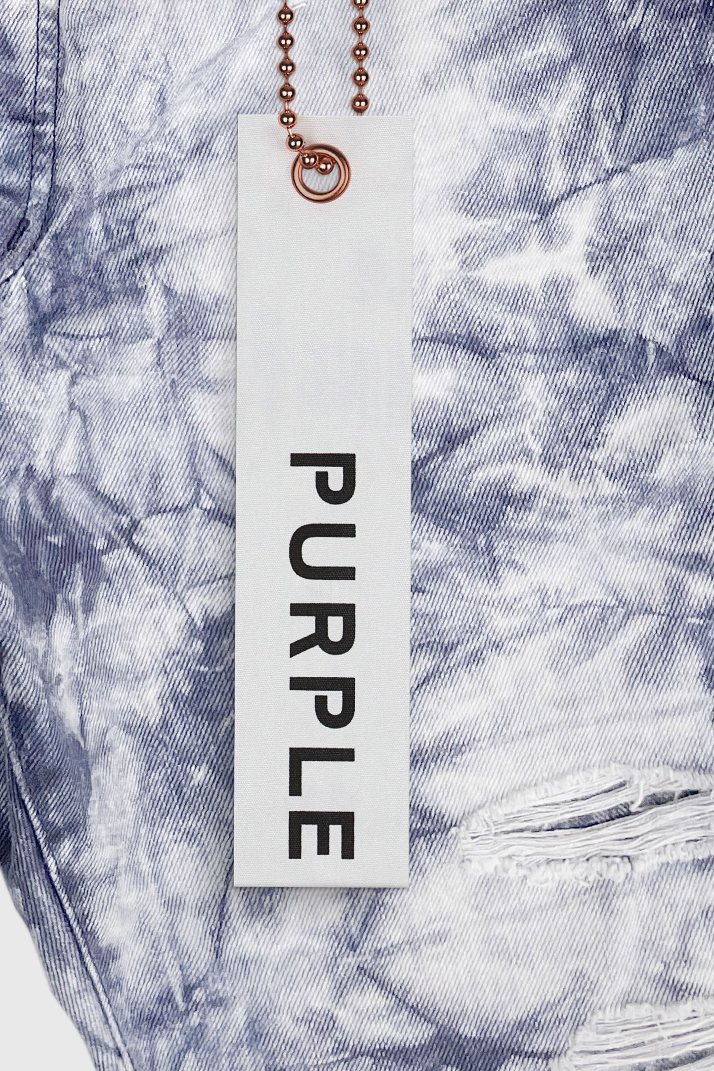 PURPLE BRAND - Men's Denim Jean Short - Mid Rise Short - Style No. P020 - BLUE GRANITE TIEDYE - Hang Tag