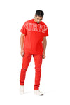 PURPLE BRAND - Men's Relaxed Fit T-Shirt - Style No. P101 - Inside Out Red - Model Styled Pose