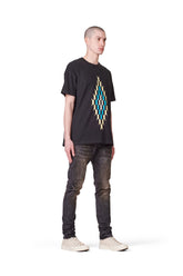 PURPLE BRAND - Men's Relaxed Fit T-Shirt - Style No. P101 - Artifact Wash Black - Model Side Pose