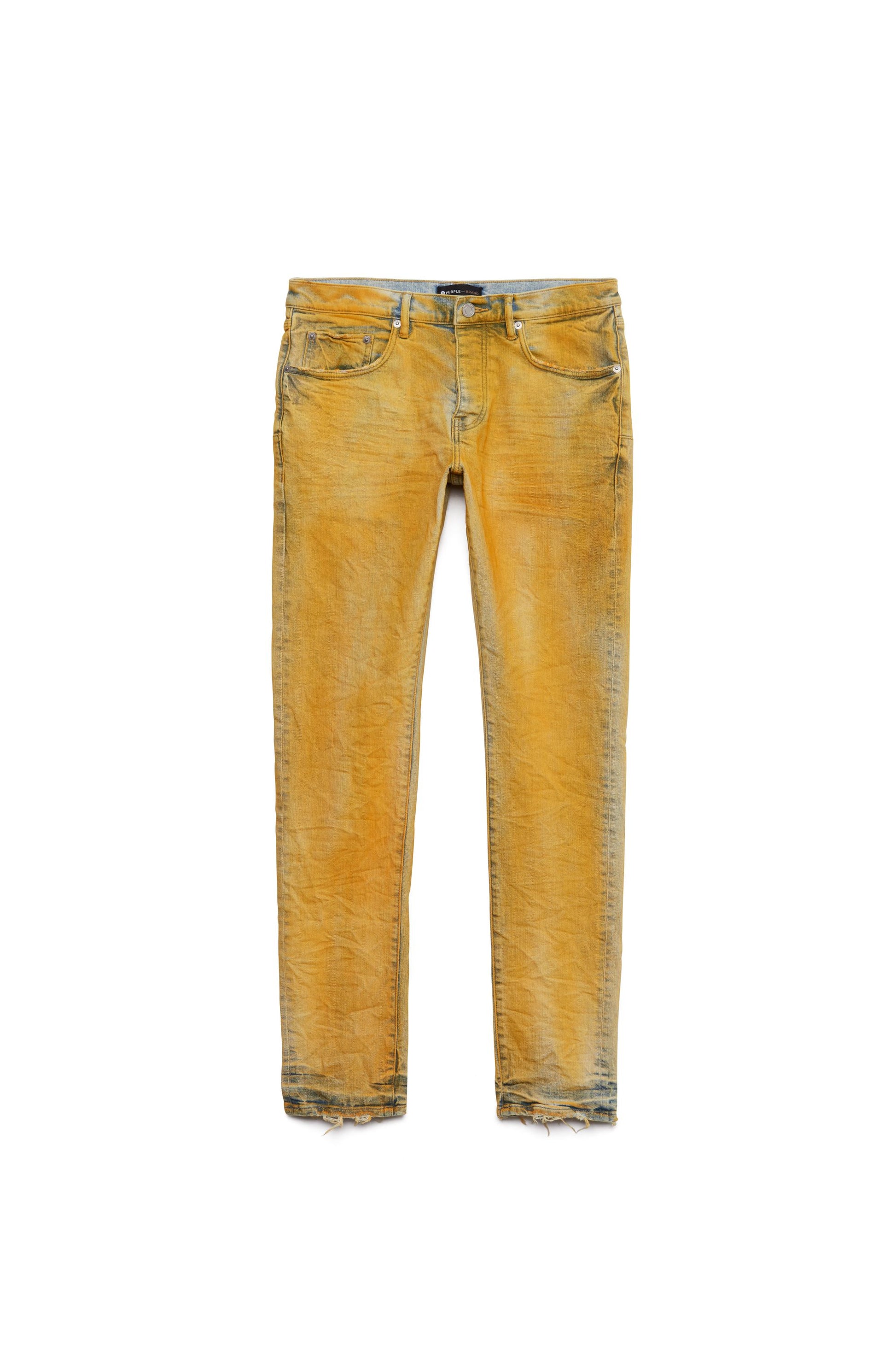 PURPLE BRAND - Men's Denim Jean - Low Rise Skinny - Style No. P001 - Yellow Over Light Indigo - Front